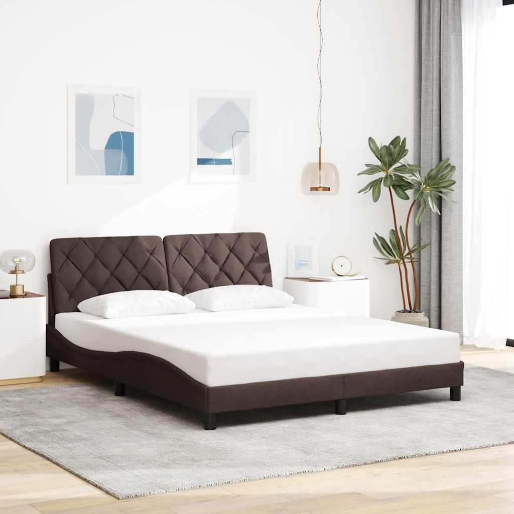 sengeramme med LED uden madras 160x200 cm stof mørkebrun
