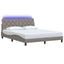 sengeramme med LED uden madras 160x200 cm stof gråbrun