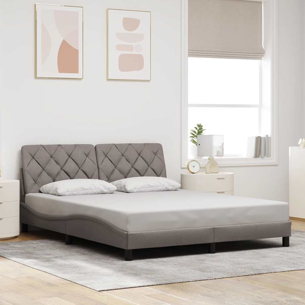 sengeramme med LED uden madras 160x200 cm stof gråbrun