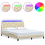 sengeramme med LED uden madras 160x200 cm stof cremefarvet