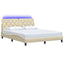 sengeramme med LED uden madras 160x200 cm stof cremefarvet