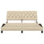 sengeramme med LED uden madras 160x200 cm stof cremefarvet
