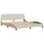 sengeramme med LED uden madras 160x200 cm stof cremefarvet