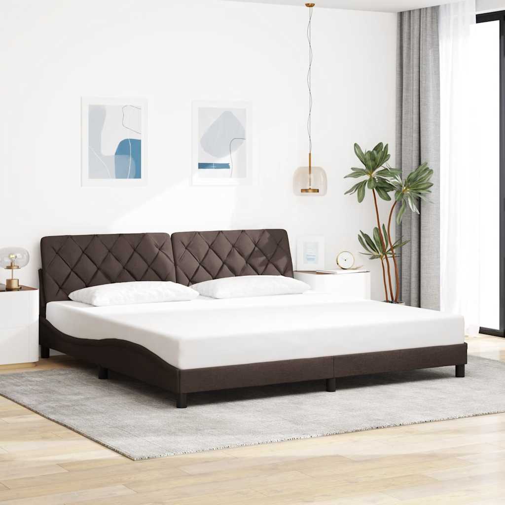 sengeramme med LED uden madras 200x200 cm stof mørkebrun