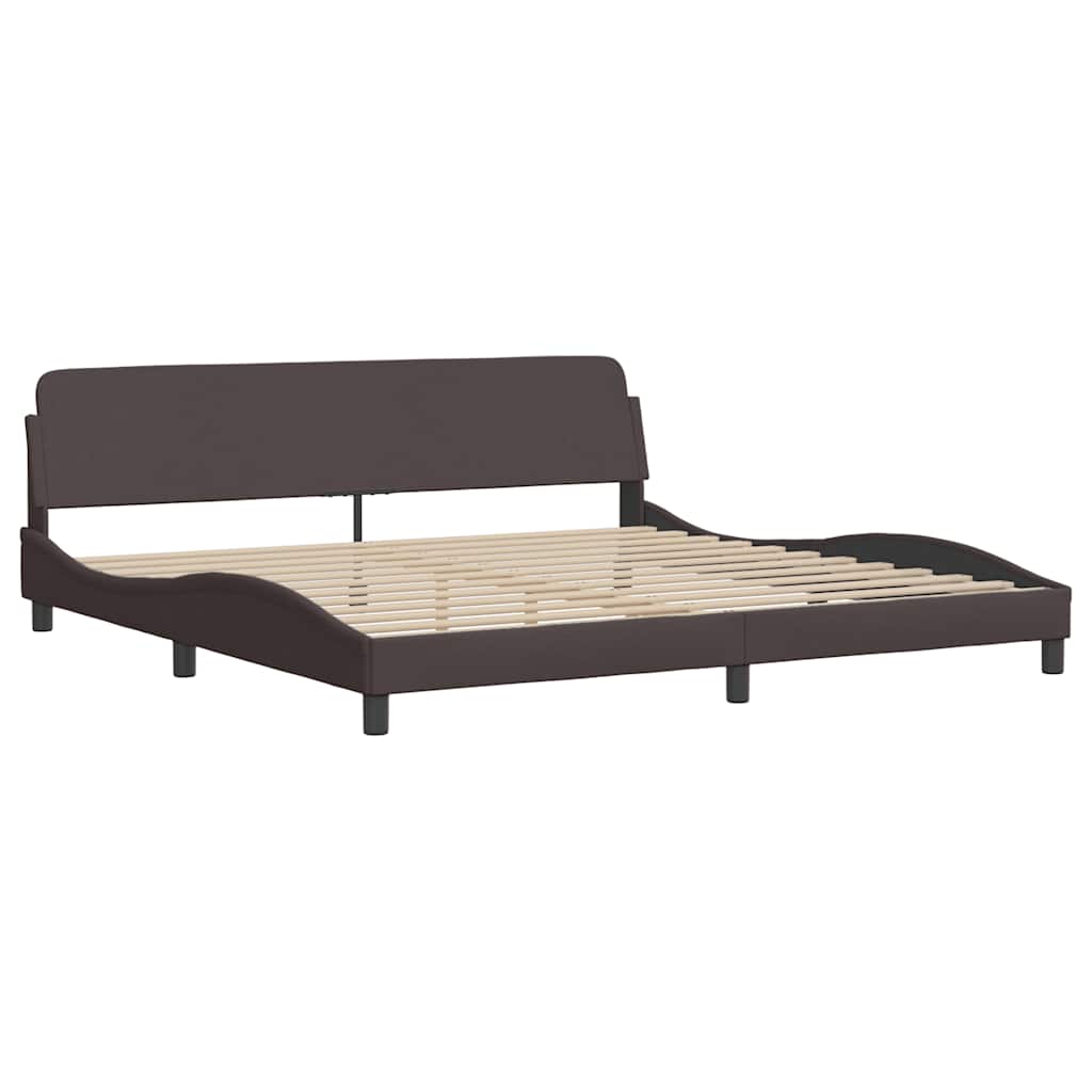 sengeramme med LED uden madras 200x200 cm stof mørkebrun
