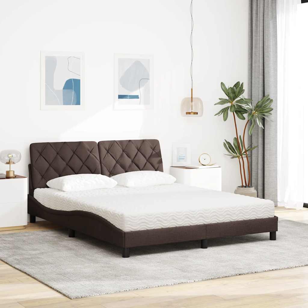 Seng med madras 160x200 cm stof mørkebrun