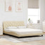 Seng med madras 160x200 cm stof cremefarvet