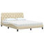 Seng med madras 160x200 cm stof cremefarvet