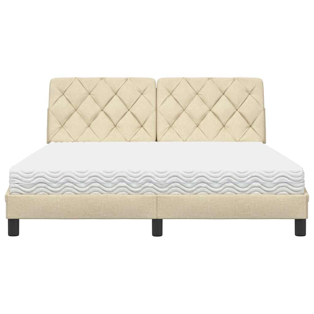 Seng med madras 160x200 cm stof cremefarvet