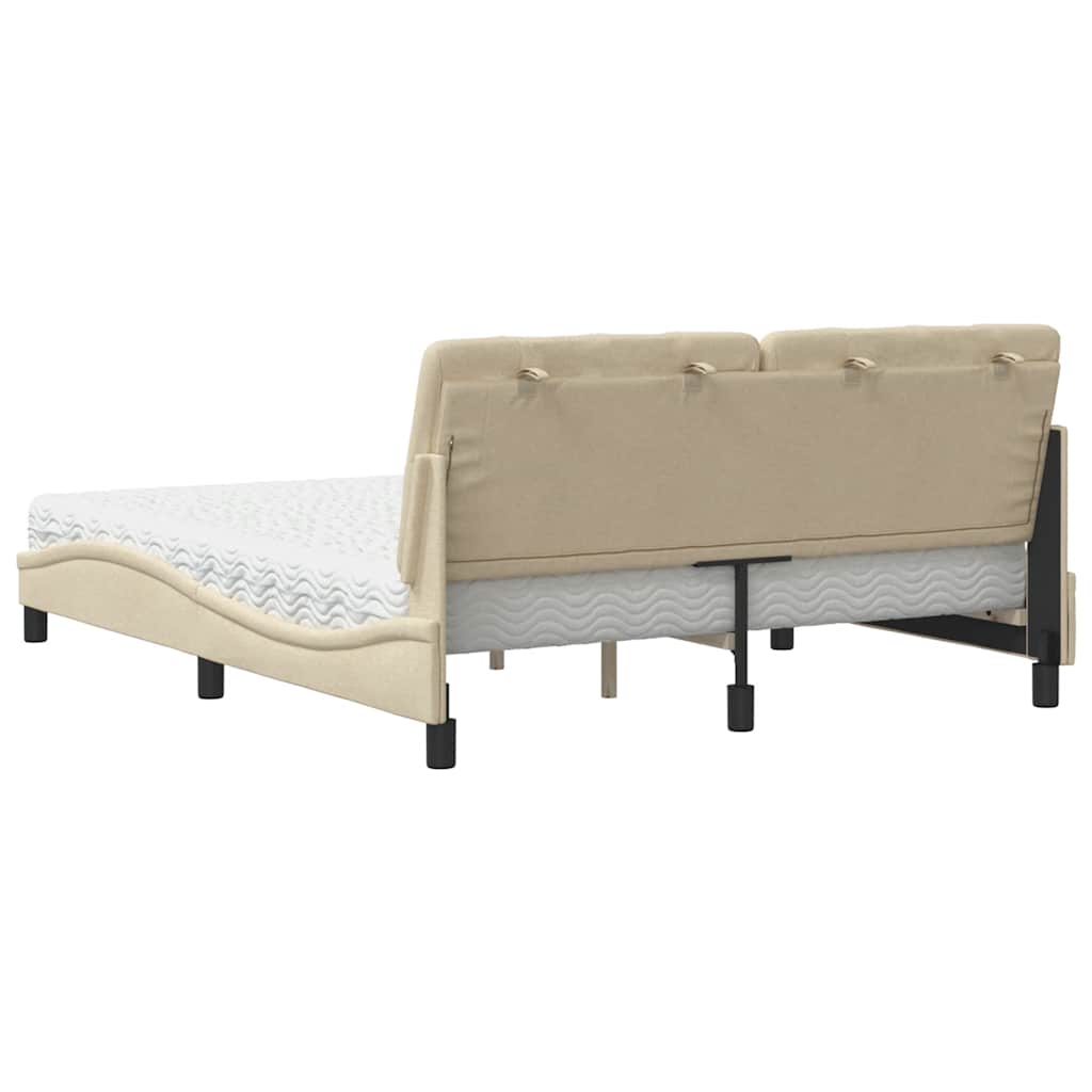Seng med madras 160x200 cm stof cremefarvet