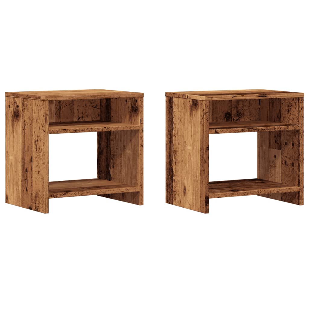 sengeborde 2 stk. 40x30x40 cm konstrueret træ gammelt trælook