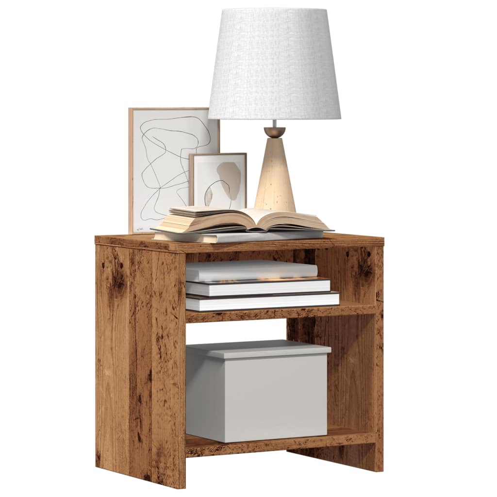 sengeborde 2 stk. 40x30x40 cm konstrueret træ gammelt trælook