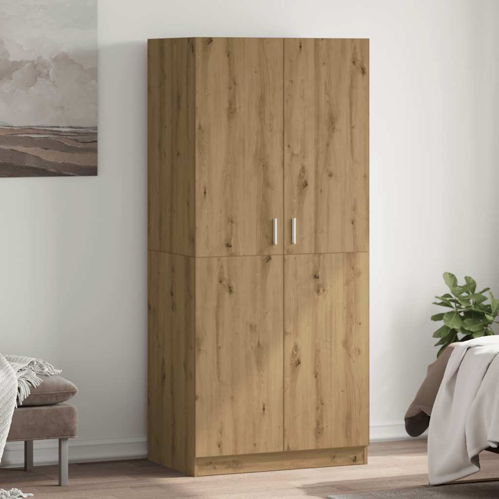 klædeskab 80x52x180 cm konstrueret træ egetræslook billede