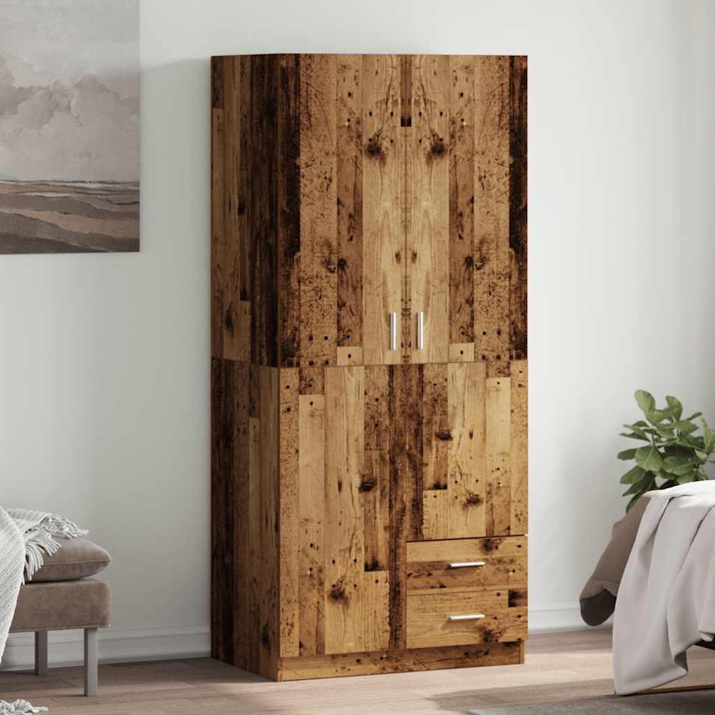 klædeskab 80x52x180 cm konstrueret træ antikt træ billede