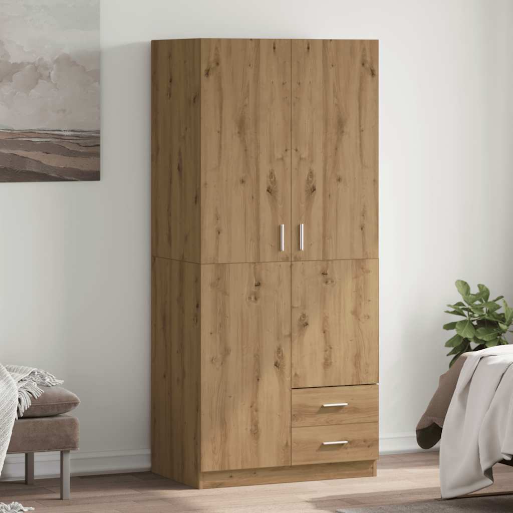 klædeskab 80x52x180 cm konstrueret træ egetræslook billede
