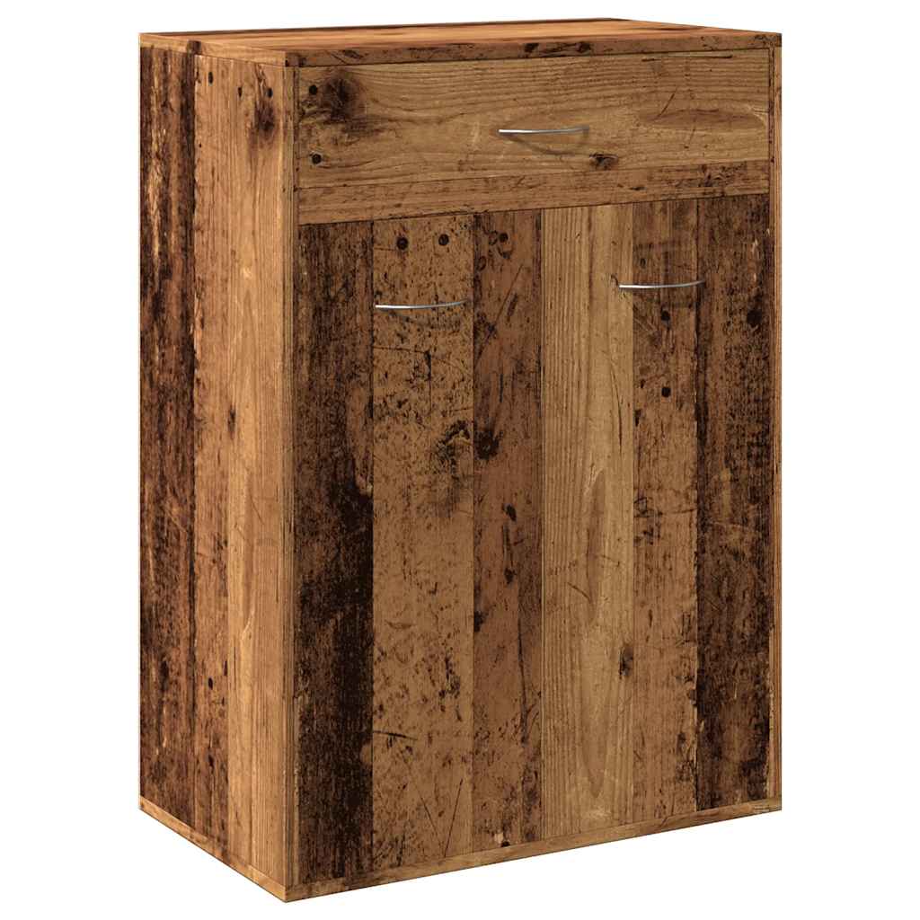 skoskab 60x35x84 cm konstrueret træ antikt trælook