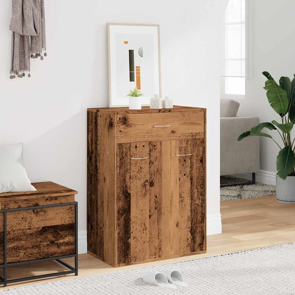 skoskab 60x35x84 cm konstrueret træ antikt trælook