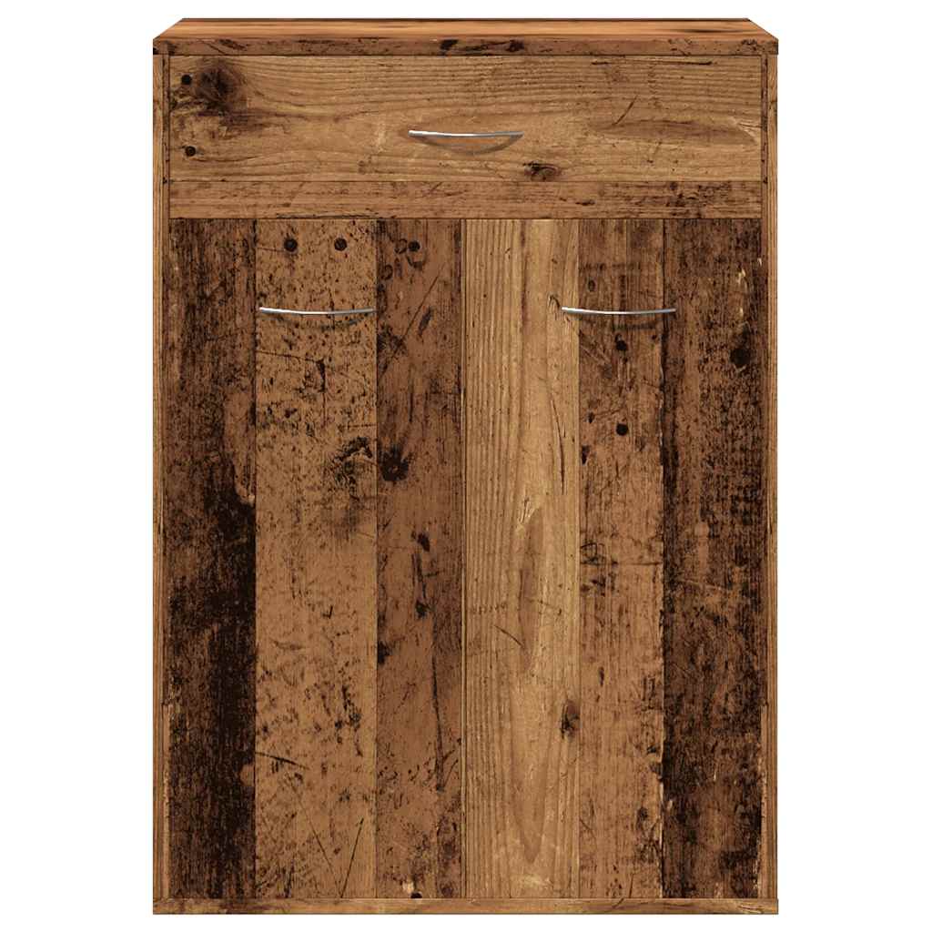 skoskab 60x35x84 cm konstrueret træ antikt trælook