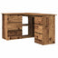 skrivebord til hjørne 145x100x76 cm konstrueret træ antikt træ
