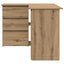 hjørneskrivebord 145x100x76 cm konstrueret træ artisan egetræ
