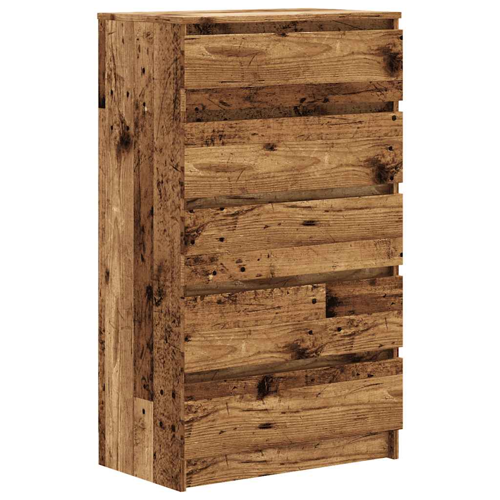 kommode 60x36x103 cm konstrueret træ antikt trælook