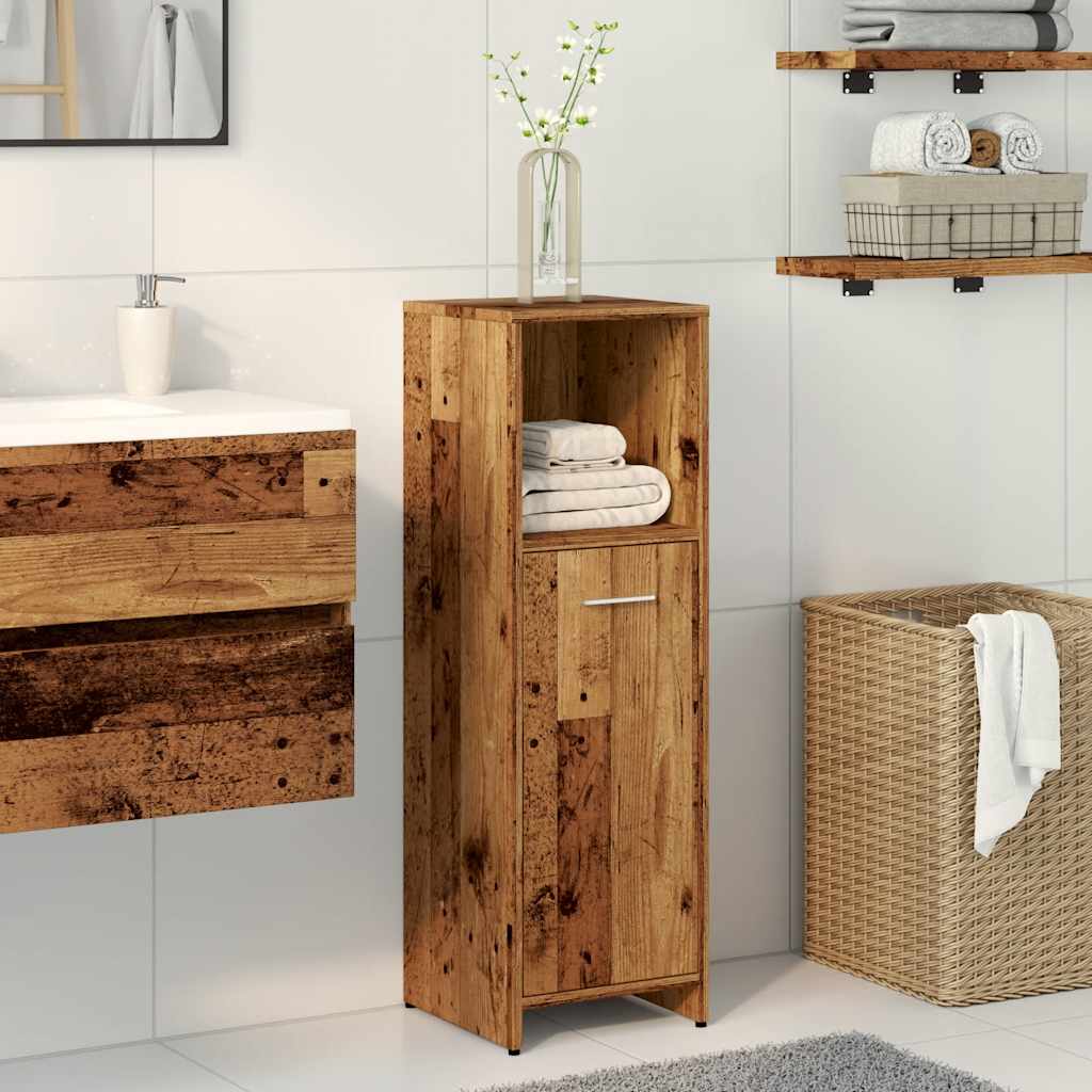 badeværelsesskab 30x30x95 cm konstrueret træ antikt træ