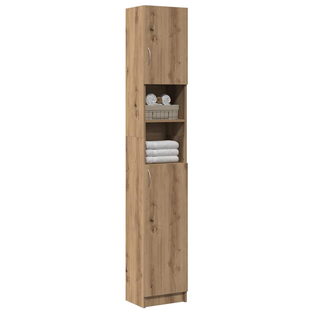 badeværelsesskab håndlavet eg 32x25,5x190 cm konstrueret træ