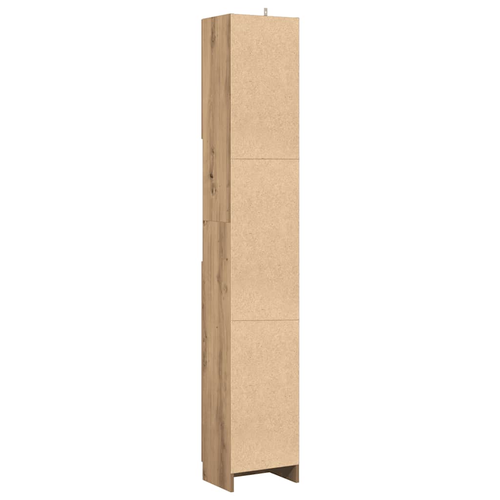 badeværelsesskab håndlavet eg 32x25,5x190 cm konstrueret træ