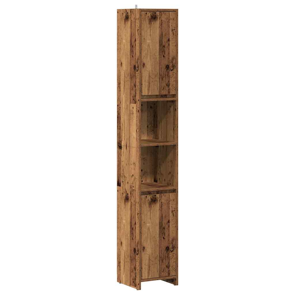 badeværelsesskab 30x30x183,5 cm konstrueret træ antikt træ