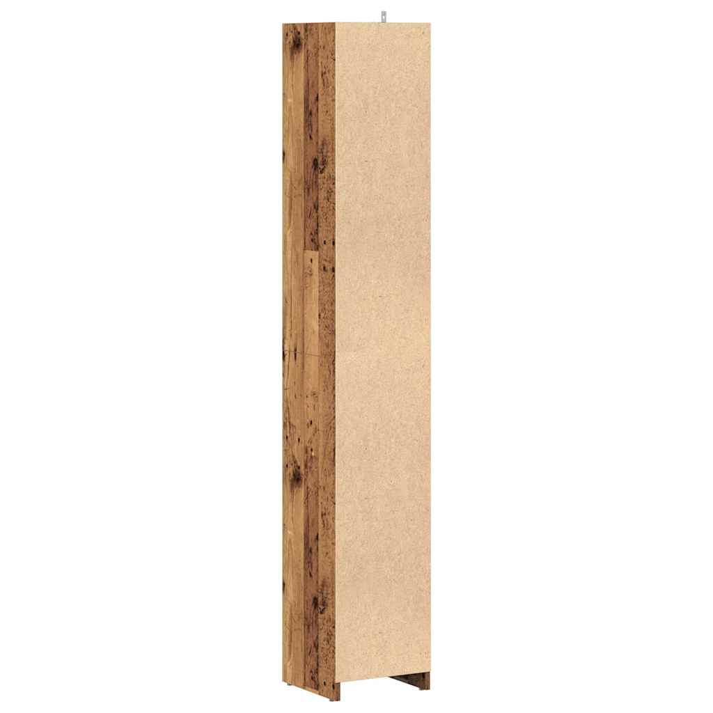 badeværelsesskab 30x30x183,5 cm konstrueret træ antikt træ