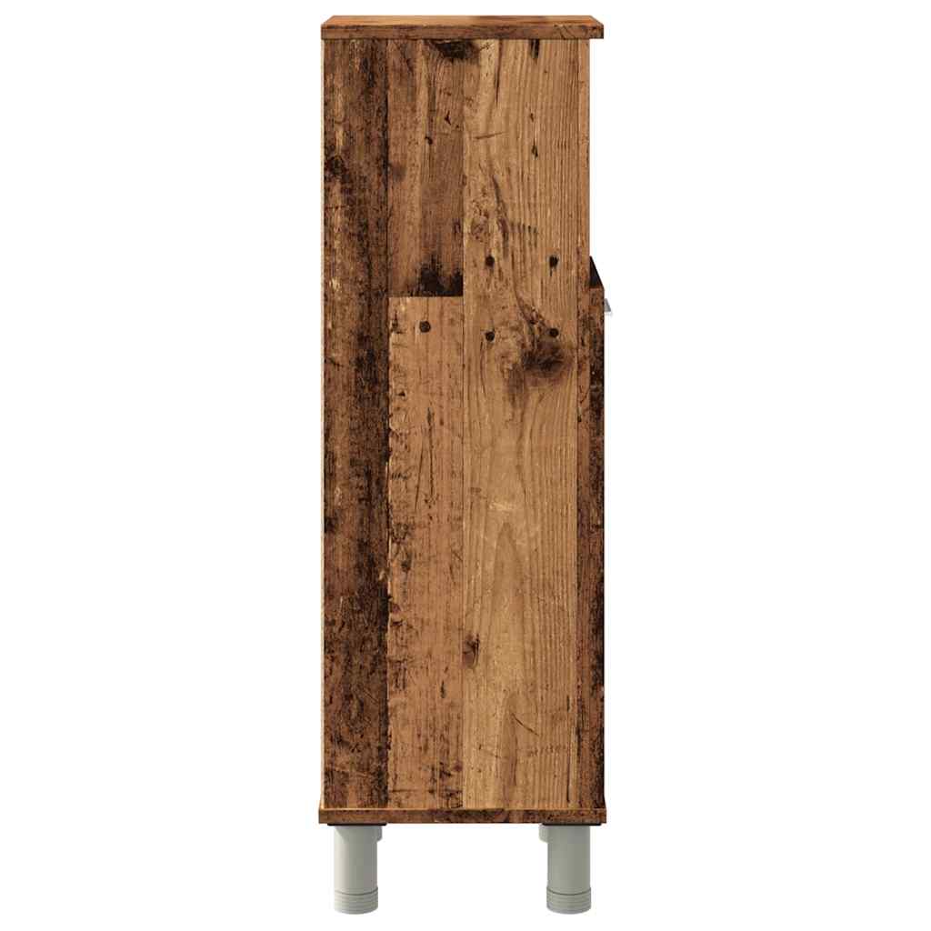badeværelsesskab 30x30x95 cm konstrueret træ antikt træ