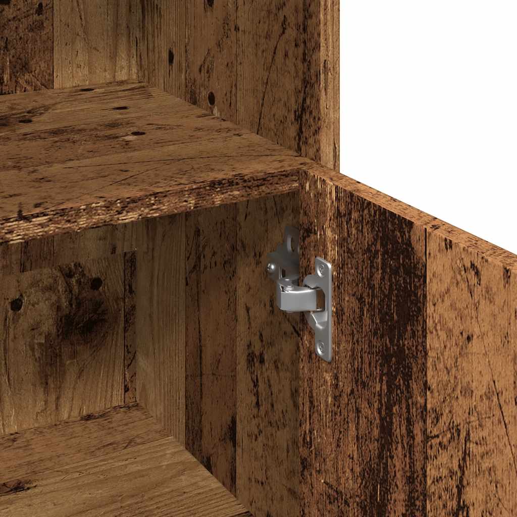 badeværelsesskab 30x30x95 cm konstrueret træ antikt træ