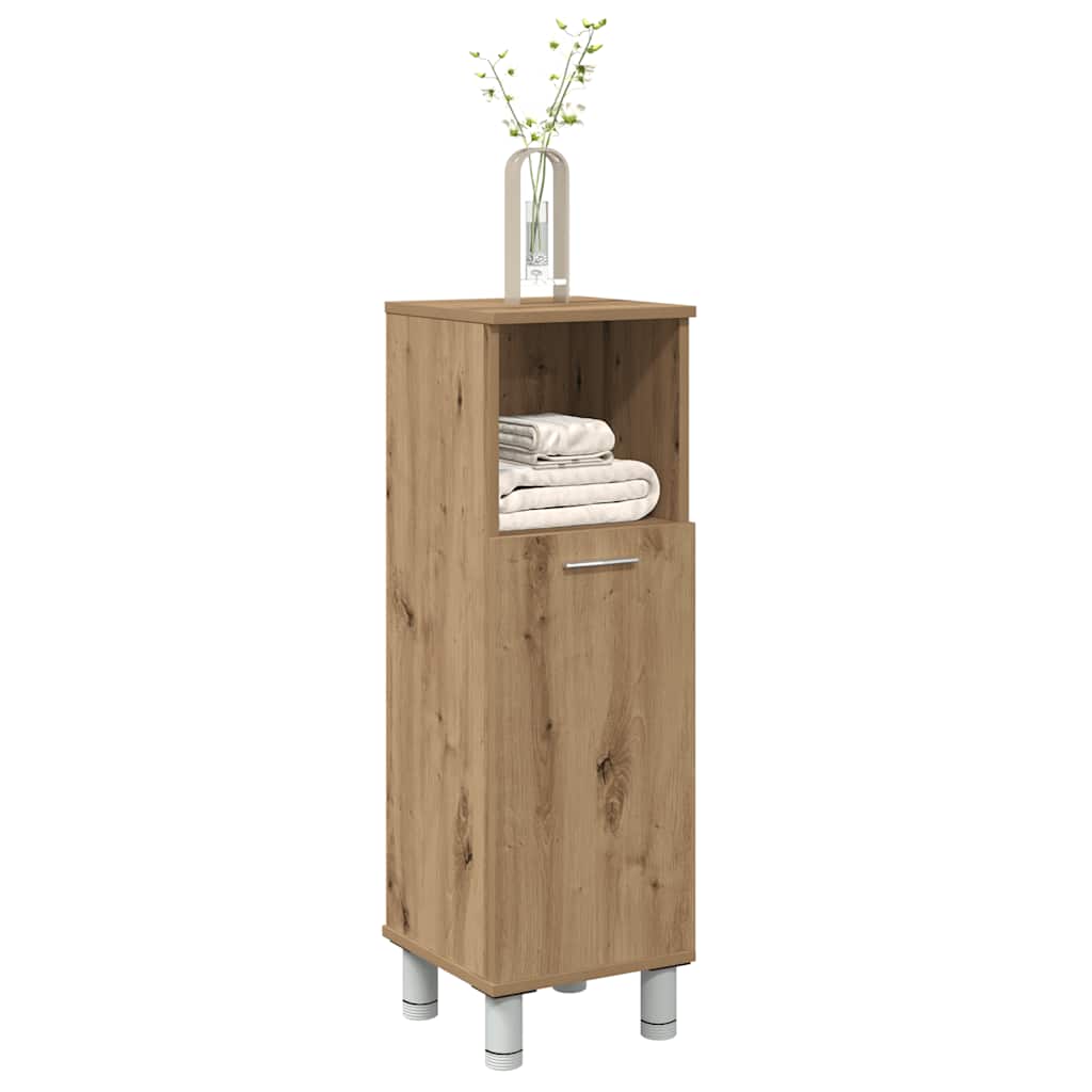 badeværelsesskab 30x30x95 cm konstrueret træ egetræsfarvet