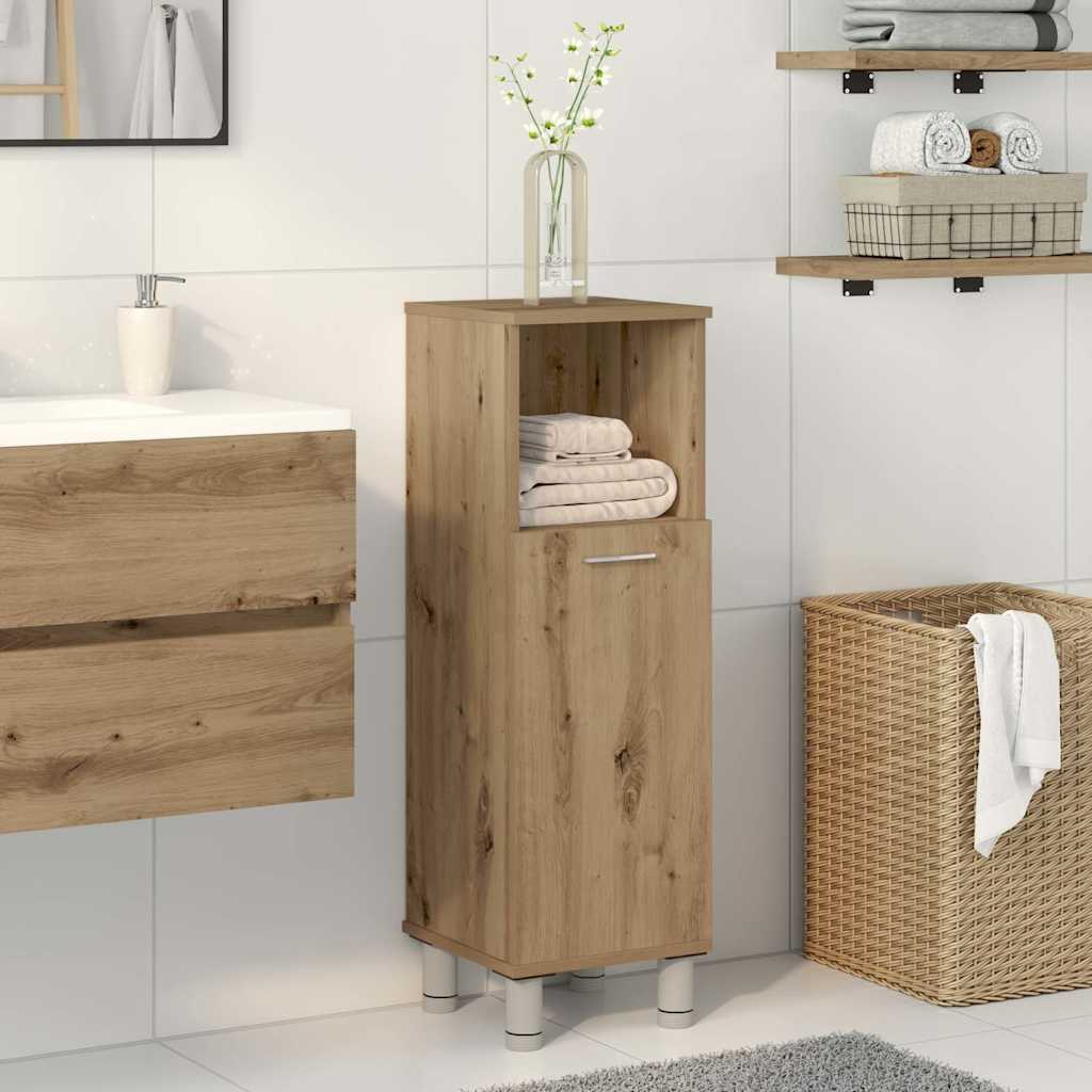 badeværelsesskab 30x30x95 cm konstrueret træ egetræsfarvet billede