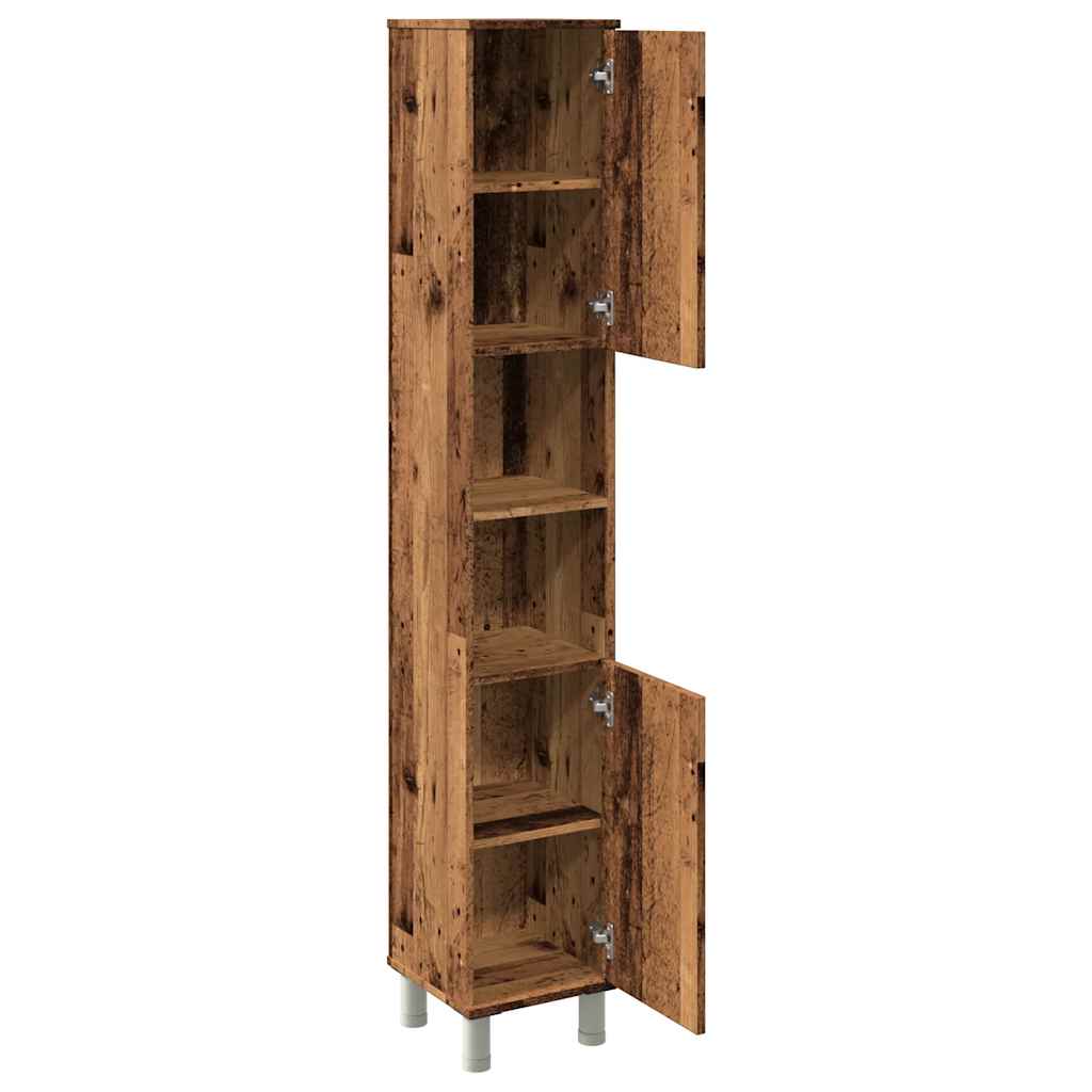 badeværelsesskab 30x30x179 cm spånplade antikt træ