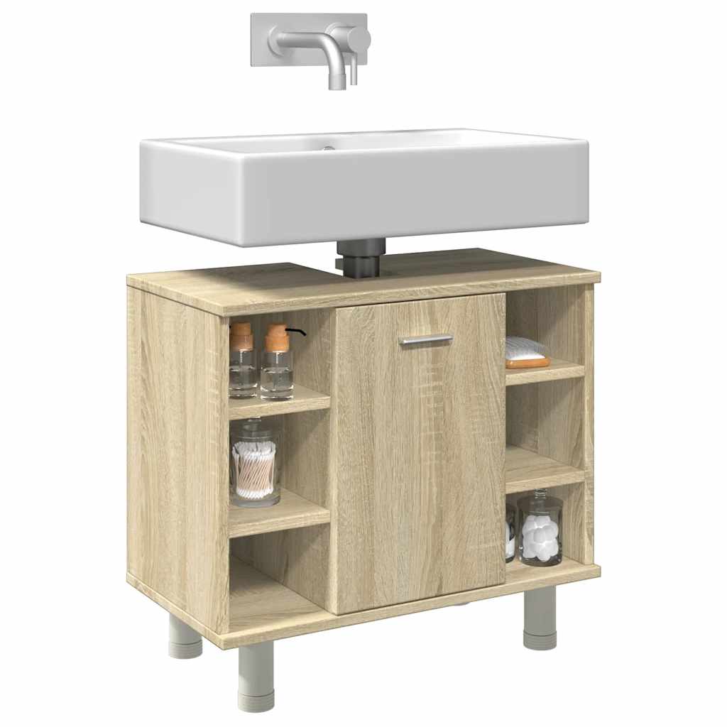 badeværelsesskab 60x32x53,5 cm konstrueret træ sonoma-eg billede