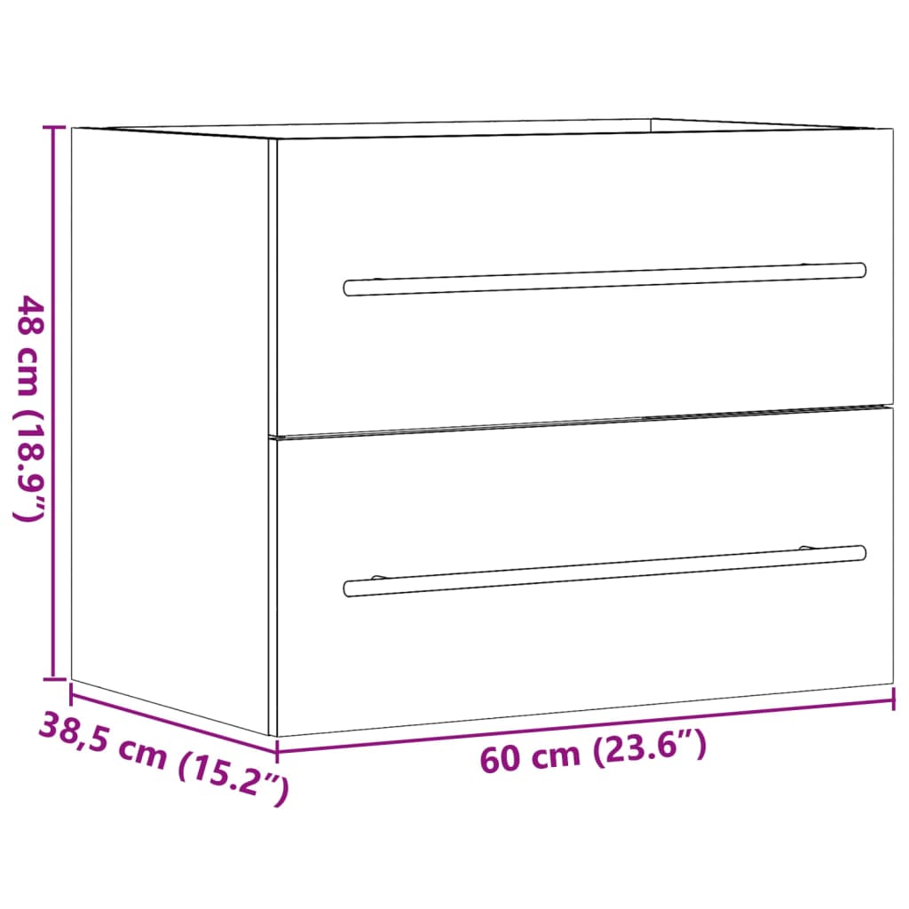 vaskeskab 60x38,5x48 cm konstrueret træ sonoma-eg