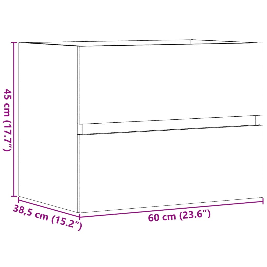 badeværelsesskab 60x38,5x45 cm konstrueret træ betongrå