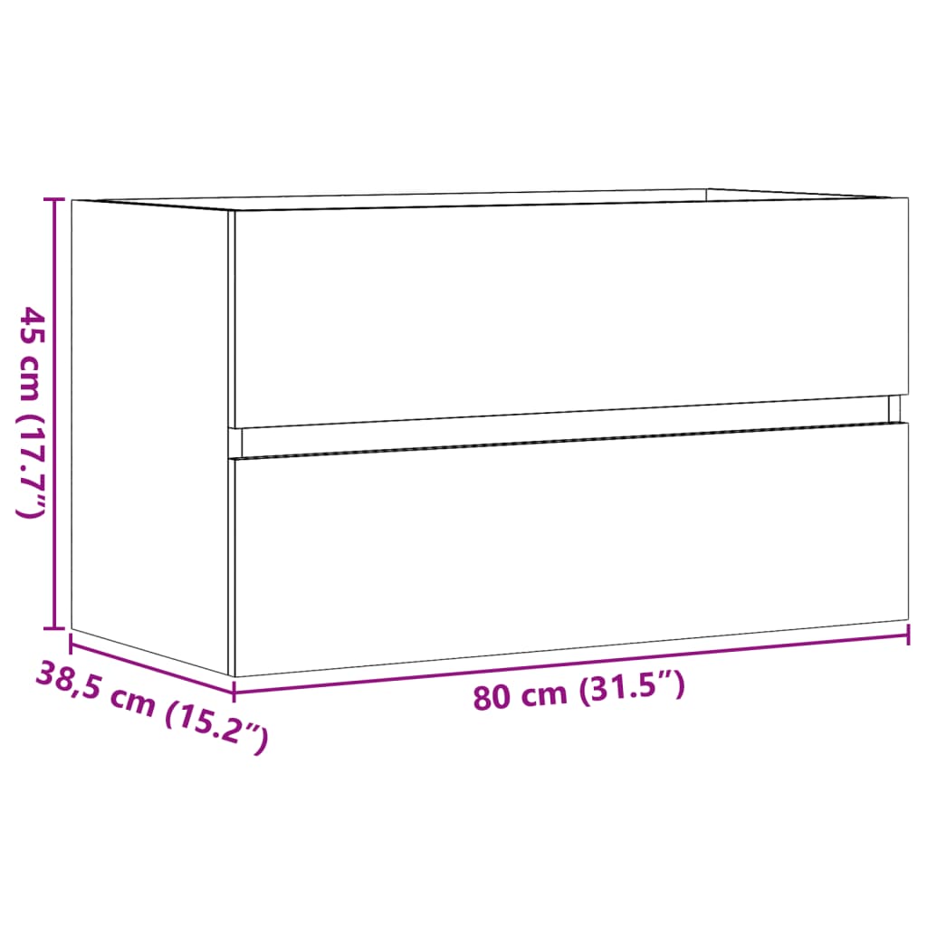 badeværelsesskab 80x38,5x45 cm væghængt konstrueret træ