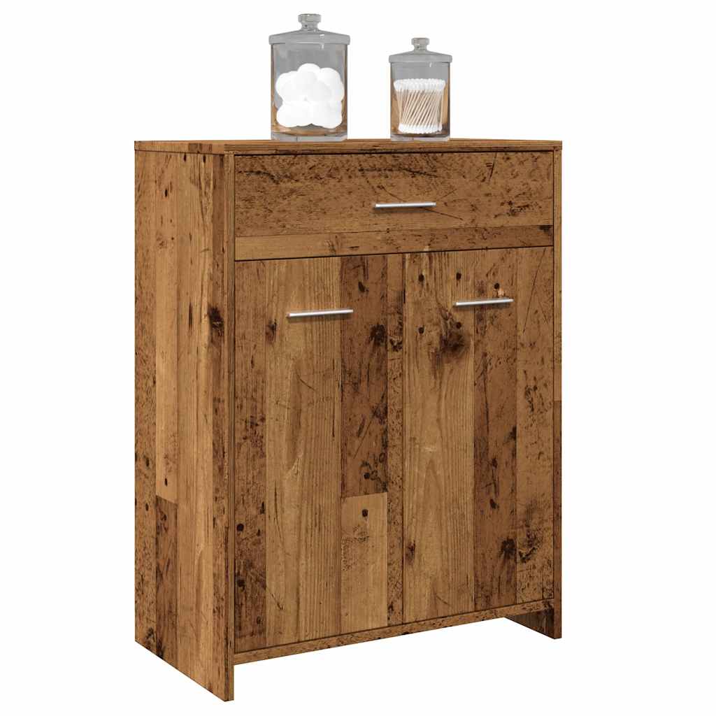 badeværelsesskab 60x33x80 cm konstrueret træ antikt træ