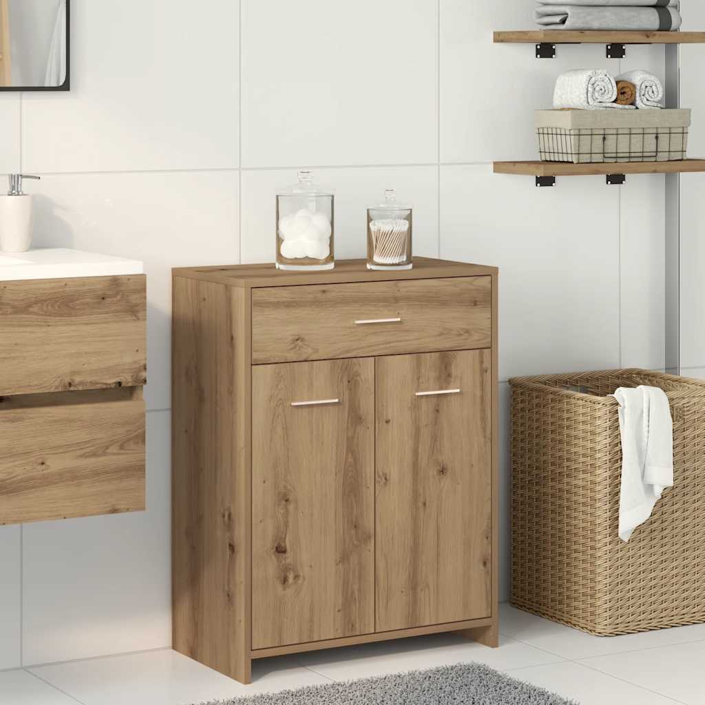 badeværelsesskab 60x33x80 cm konstrueret træ kunsteg billede
