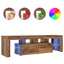 tv-bord m. LED-lys 140x36,5x40 cm konstrueret træ antikt træ