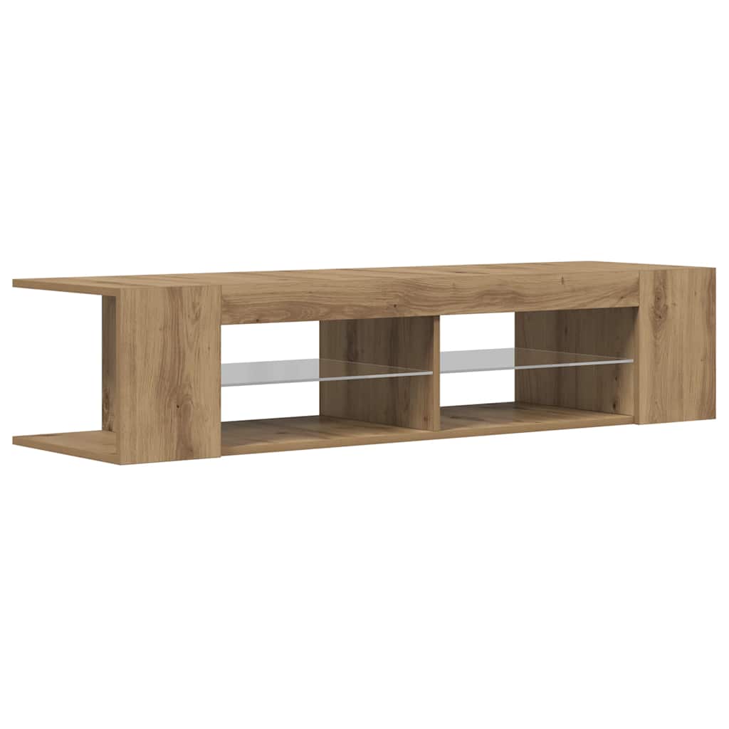 tv-bord med LED-lys 90x39x30 cm konstrueret træ kunsteg