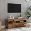 tv-bord m. LED-lys 100x35x40 cm konstrueret træ antikt træ