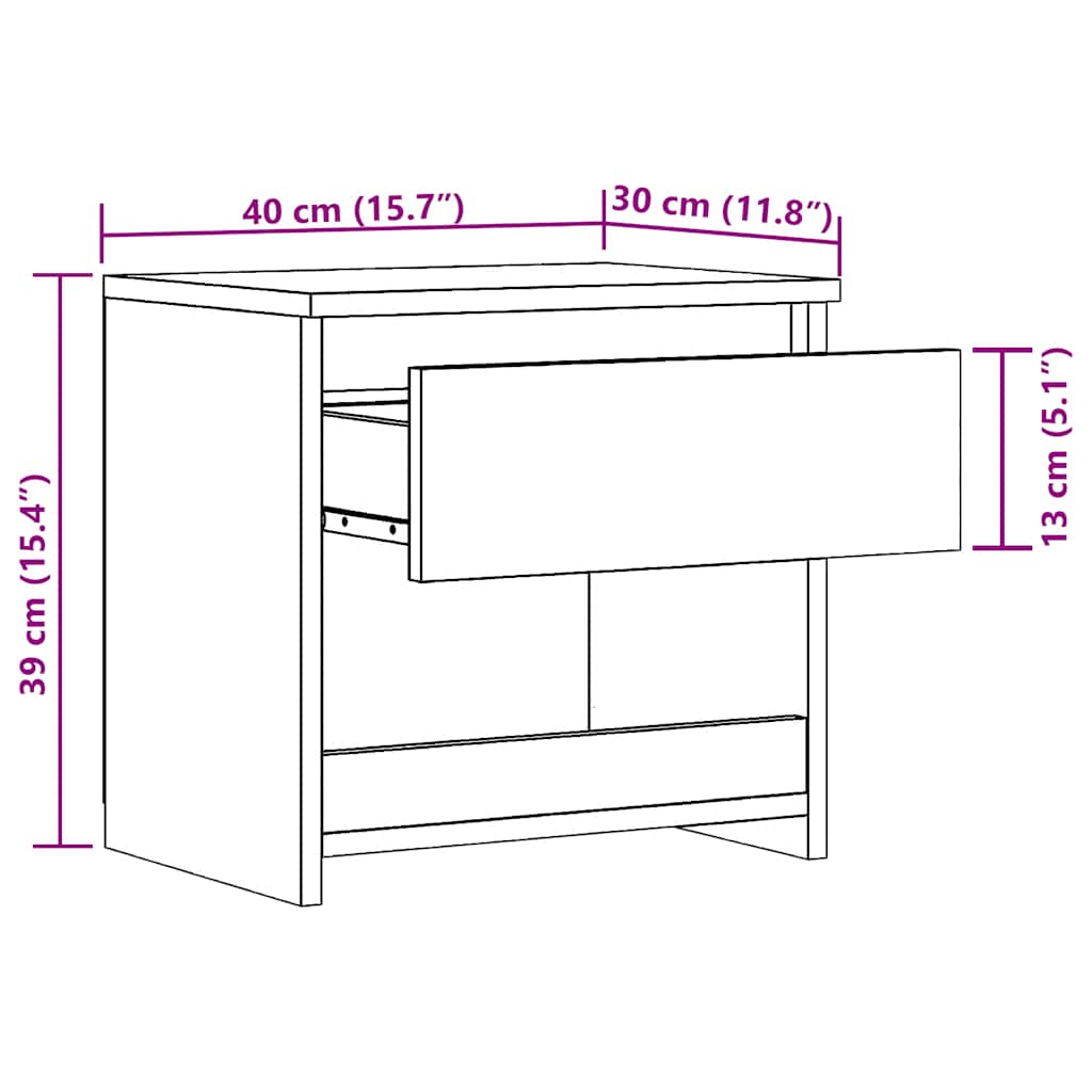 sengeborde 2 stk. 40x30x39 cm konstrueret træ kunsteg