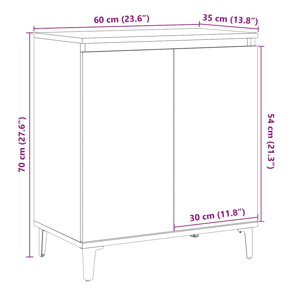 skænk 60x35x70 cm konstrueret træ egetræsfarve