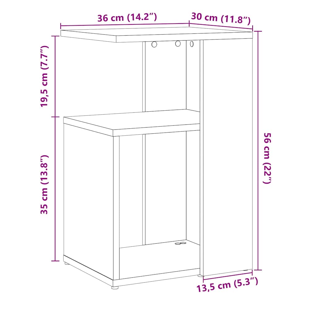 sidebord 36x30x56 cm konstrueret træ antikt træ