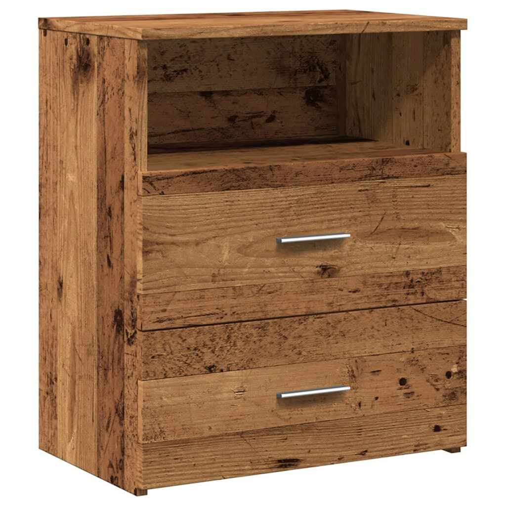 sengeborde 2 stk. 50x32x60 cm konstrueret træ gammelt trælook