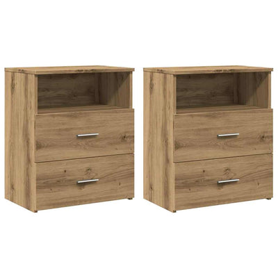 sengeborde 2 stk. 50x32x60 cm konstrueret træ kunsteg