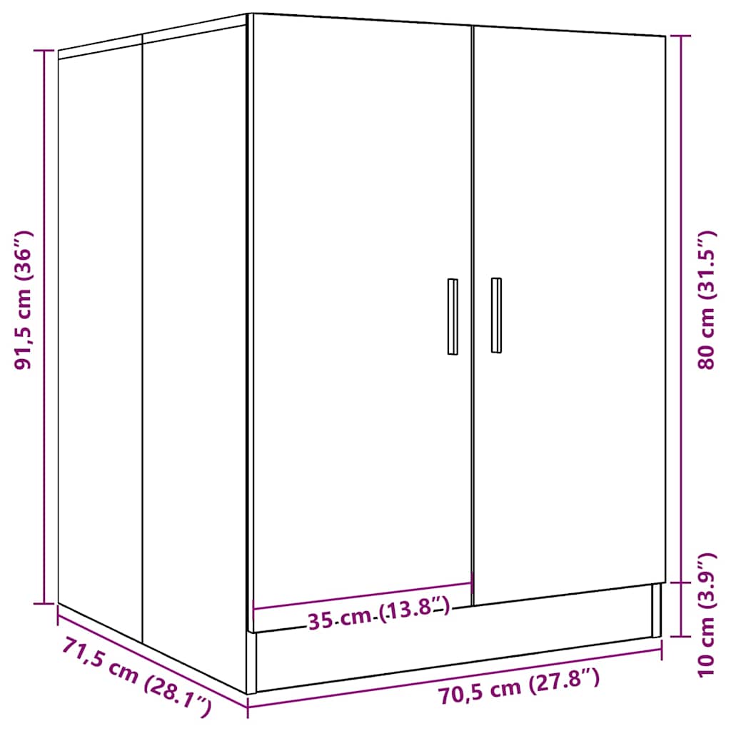 vaskemaskineskab 70,5x71,5x91,5 cm betongrå